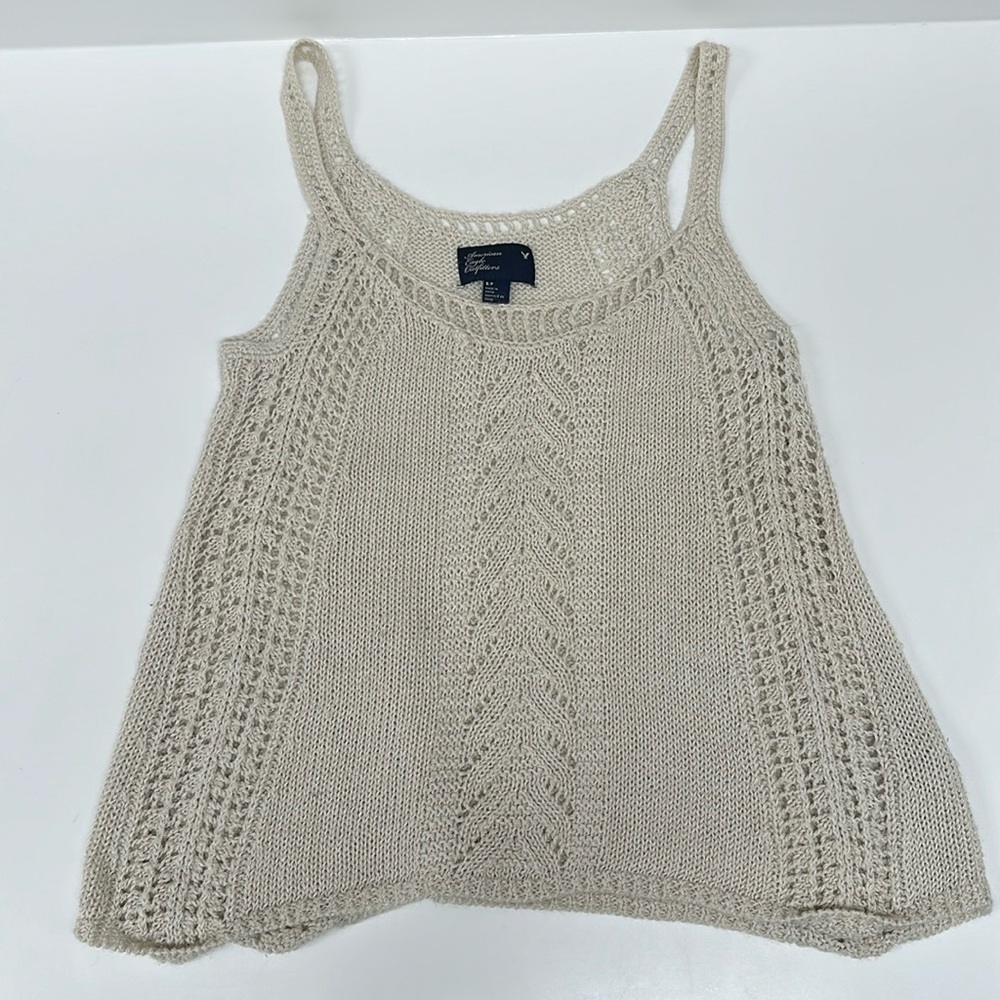 American eagle crochet cream tank size small